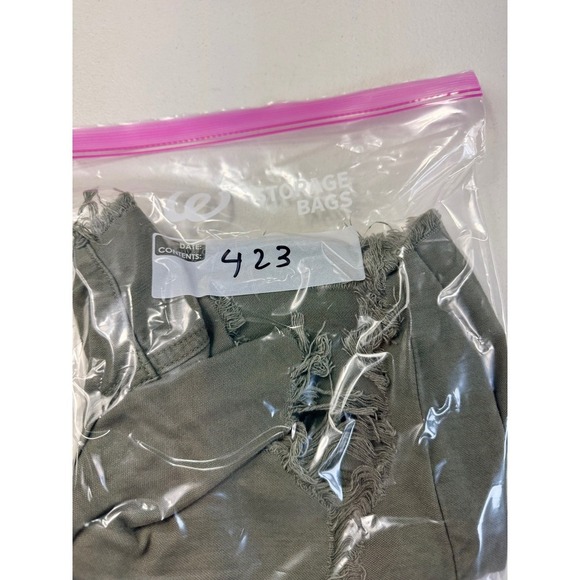 American Eagle Olive Green Distressed Denim Shorts High Waisted Size 2 - Picture 10 of 10